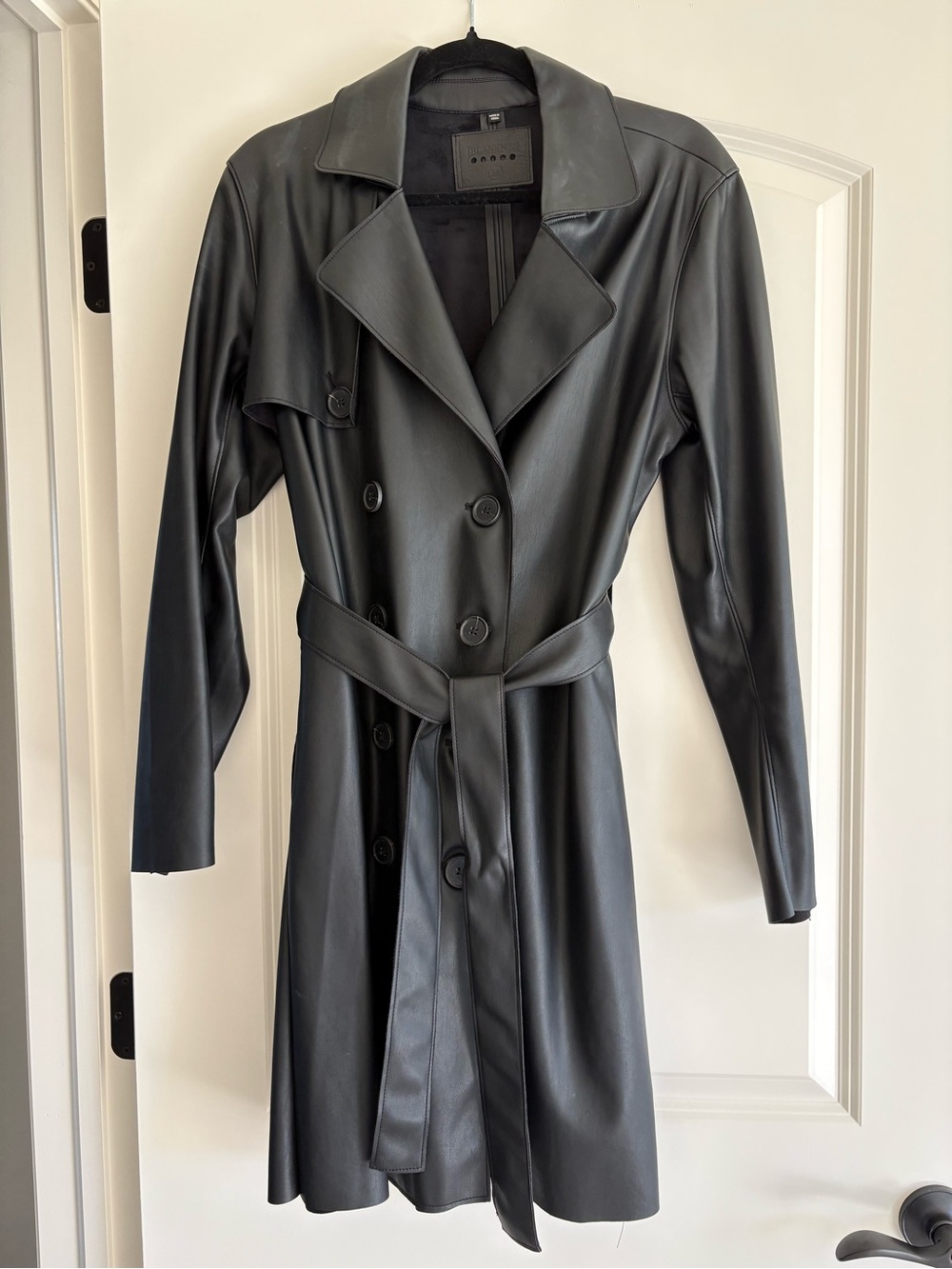 Blank NYC faux leather black trench coat